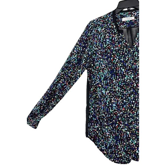 SANDRO Top Size S Sheer Back Abstract Printed Blouse Black Confetti‎ Top Size 1 - Picture 3 of 9